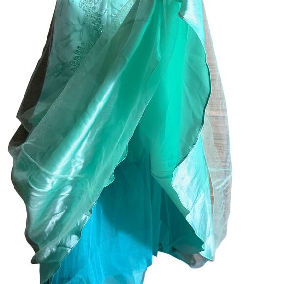 Precious Formals Mint Green Beaded 2 Piece Dress Lace Up Back Size 4 Y2K whimsi - Picture 12 of 16